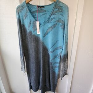 NEW Gypsy 05 Long Sleeve Tie-dye Dress Tunic Lace Cuffs Size Large